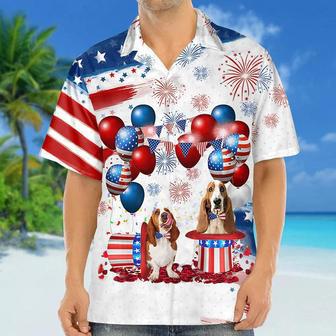 Basset Hound Independence Day Hawaiian Shirt, Dog Hawaii Beach Shirt Short Sleeve For Of July Summer Gifts | Newhawaiianshirts UK