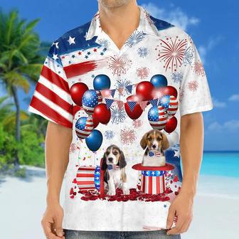 Beagle Independence Day Hawaiian Shirt, Dog Hawaii Beach Shirt Short Sleeve For Of July Summer Gifts | Newhawaiianshirts AU