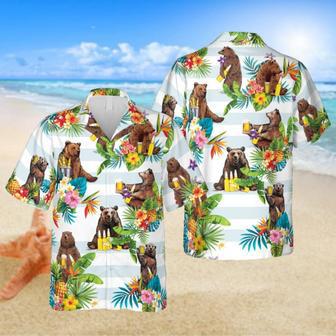 Bear Drinking Beer Hawaiian Shirt, Campsite Outfit Summer Gifts | Newhawaiianshirts CA