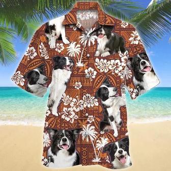 Beautiful Border Collie Dog Red Tribal Pattern Hawaiian Shirt, Border Collie Hawaiian Shirt Short Sleeve For Summer Trip Family Summer Gifts | Newhawaiianshirts AU