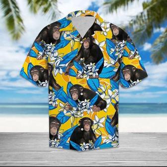 Beautiful Chimpanzee Mix Plumeria Flowers Vintage Hawaiian Shirt Summer Gifts | Newhawaiianshirts AU