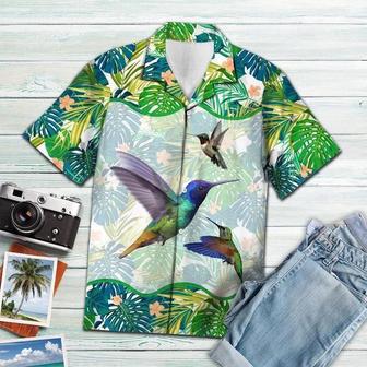 Beautiful Hummingbird Green Tropical Leaves Pattern Hawaiian Shirt Summer Gifts | Newhawaiianshirts CA