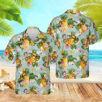 Bee And Pineapples Hawaiian Shirt, Gift For Him Summer Gifts | Newhawaiianshirts CA