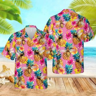 Bee, Fruits And Plants Pink Hawaiian Shirt, Gift For Beekeeper Summer Gifts | Newhawaiianshirts DE