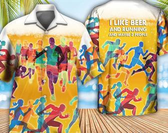 Beer I Like Beer And Running Hawaiian Shirt, Tropical Beach Shirt Button Down Shirt, Beach Party Shirts As Holiday Gifts, Hawaiian Set Gift. Summer Gifts | Newhawaiianshirts AU