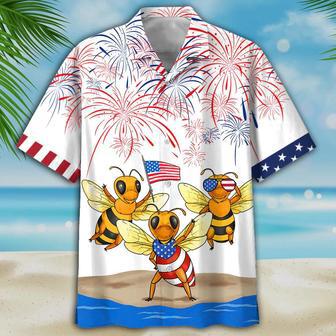 Bee's Of July Hawaiian Shirt- Independence Day Hawaiian Shirt, Usa Patriotic Hawaiian Shirt Summer Gifts | Newhawaiianshirts UK