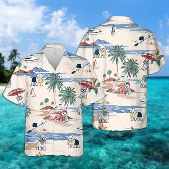 Bichon Frise Summer Beach Hawaiian Shirt, Hawaiian Shirts For Men, Hawaiian Shirts For Men, Aloha Beach Shirt Summer Gifts | Newhawaiianshirts