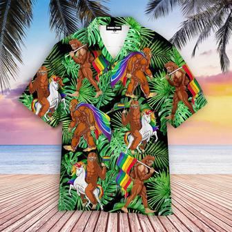 Bigfoot Gay Proud Of Lgbt Rainbow Flag Aloha Hawaiian Shirts Summer Gifts | Newhawaiianshirts AU