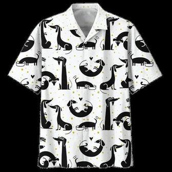 Black And White Dachshund Hawaiian Shirt, Dachshund Dog Hawaii Shirt For Men And Women Summer Gifts | Newhawaiianshirts