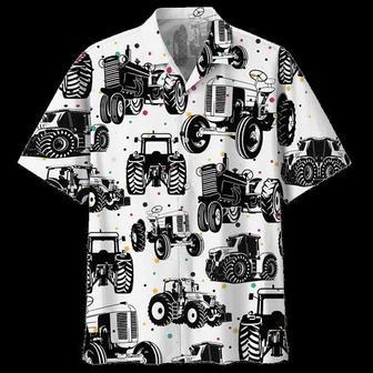 Black And White Tractor Background Design Hawaiian Shirt Summer Gifts | Newhawaiianshirts UK