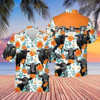 Black Angus Hibiscus Floral Hawaiian Shirt Summer Gifts | Newhawaiianshirts CA