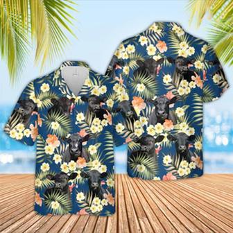 Black Angus Summer Blue Floral Hawaiian Shirt Summer Gifts | Newhawaiianshirts CA