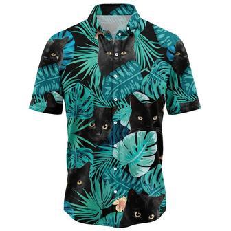 Black Cat Tropical Hawaiian Shirt, Summer Hawaiian Shirts For Men, Women Aloha Beach Shirt Summer Gifts | Newhawaiianshirts DE