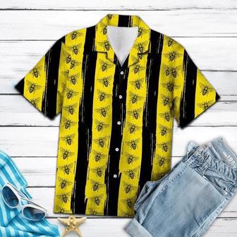 Black Stripes In Yellow Bees Design Hawaiian Shirt Summer Gifts | Newhawaiianshirts