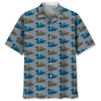 Blue And Brown Isometric Ducks Hawaiian Shirt Summer Gifts | Newhawaiianshirts DE