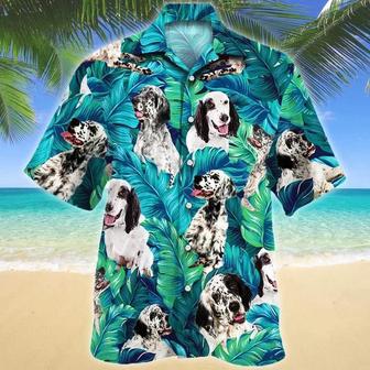 Blue And Green Theme English Setter Dog Lovers Hawaiian Shirt Summer Gifts | Newhawaiianshirts UK