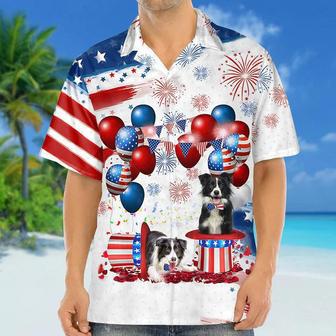 Border Collie Independence Day Hawaiian Shirt, Dog Hawaii Beach Shirt Short Sleeve For Of July Summer Gifts | Newhawaiianshirts AU