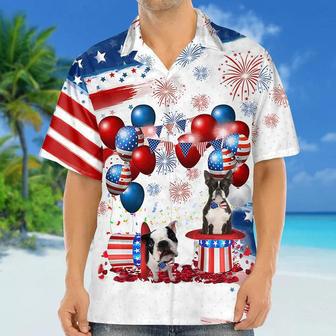 Boston Terrier Independence Day Hawaiian Shirt, Dog Hawaii Beach Shirt Short Sleeve For Of July Summer Gifts | Newhawaiianshirts AU