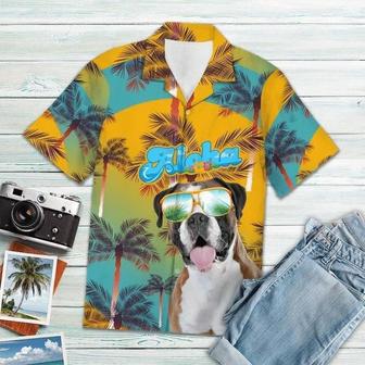 Boxer Aloha Summer Vacation Blue And Yellow Hawaiian Shirt, Short Sleeve Hawaiian Aloha Shirt For Men And Women Summer Gifts | Newhawaiianshirts AU