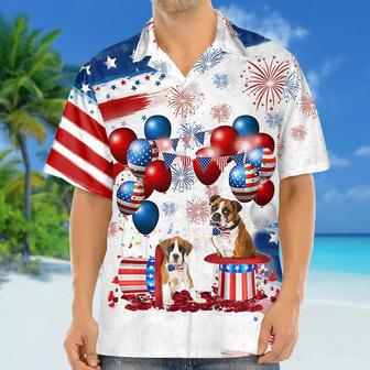 Boxer Independence Day Hawaiian Shirt, Dog Hawaii Beach Shirt Short Sleeve For Of July Summer Gifts | Newhawaiianshirts AU