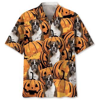 Boxer Pumpkin Halloween Hawaiian Shirt Summer Gifts | Newhawaiianshirts UK