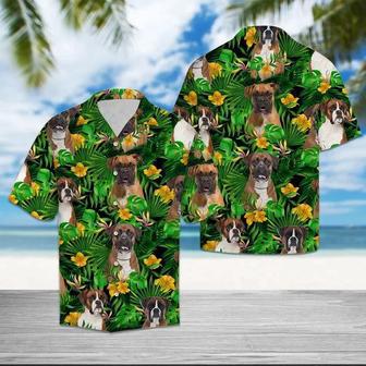 Boxer With Yellow Flowers Hawaiian Shirt, Dog Hawaii Shirt, Aloha Shirt For Men And Women Summer Gifts | Newhawaiianshirts AU