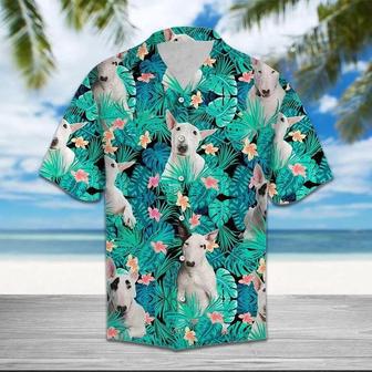 Bull Terrier Into Tropical Jungle Hawaiian Shirt, Dog Hawaiian Shirt For Men And Women Summer Gifts | Newhawaiianshirts DE