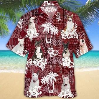 Bull Terrier Red Hawaiian Shirt, Animal Summer Shirts, Dog Lover Shirts, Hawaiian Shirt Men Summer Gifts | Newhawaiianshirts UK