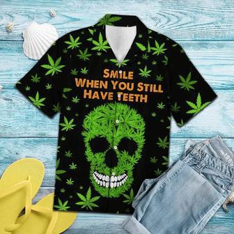 Cannabis Leaf Smile When You Still Have Teeth Hawaiian Shirt, Short Sleeve Hawaiian Aloha Shirt For Men And Women Summer Gifts | Newhawaiianshirts UK