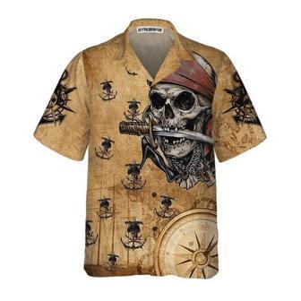 Captain Pirate With Knife Anchors Vintage Design Hawaiian Shirt Summer Gifts | Newhawaiianshirts AU