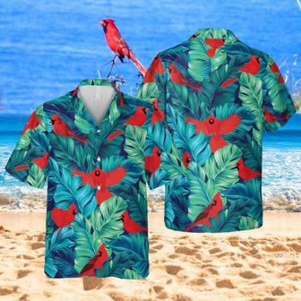 Cardinal Birds Tropical Leaves Hawaiian Shirt, Beach Shirt Summer Gifts | Newhawaiianshirts AU