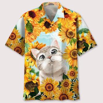 Cat Sunflower Hawaiian Shirt Summer Gifts | Newhawaiianshirts UK