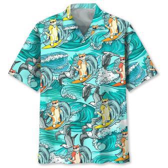 Cat Surfing Hawaiian Shirt Summer Gifts | Newhawaiianshirts CA