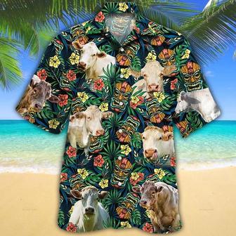 Charolais Cattle Lovers Tribal Tiki Mask Hawaiian Shirt Summer Gifts | Newhawaiianshirts