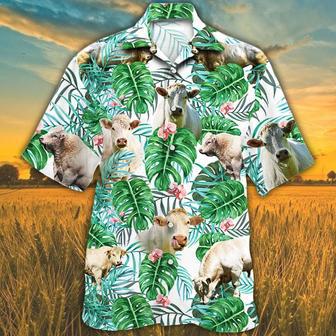 Charolais Cattle Lovers Tropical Plant Hawaiian Shirt Summer Gifts | Newhawaiianshirts CA