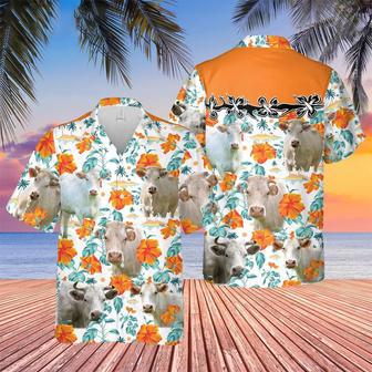 Charolais Hibiscus Floral Hawaiian Shirt Summer Gifts | Newhawaiianshirts UK