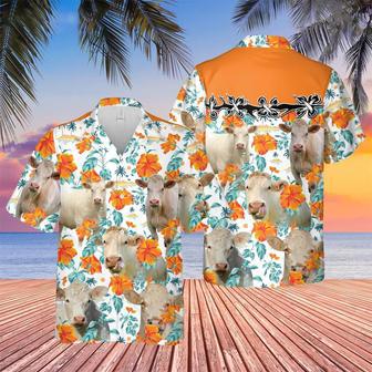 Charolais No Horn Hibiscus Floral Hawaiian Shirt Summer Gifts | Newhawaiianshirts AU