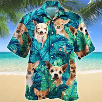 Chihuahua Tropical Hawaii Shirt For Dog Lovers, Hiding Chihuahua Dog In Tropical Palm Leaves Pattern Hawaiian Shirt Summer Gifts | Newhawaiianshirts DE