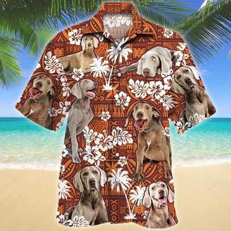 Clever Weimaraner Dog Lovers Red Tribal Pattern Tropical Design Hawaiian Shirt Summer Gifts | Newhawaiianshirts AU