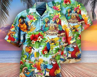 Cocktail And Parrots It's Five Oclock Somewhere Style Hawaiian Shirt, Aloha Short Sleeve Button Down, Gift For Family, Hawaiian Set Gift Summer Gifts | Newhawaiianshirts DE