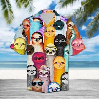 Colorful Sloth Wear Hat Art Hawaiian Shirt Summer Gifts | Newhawaiianshirts UK