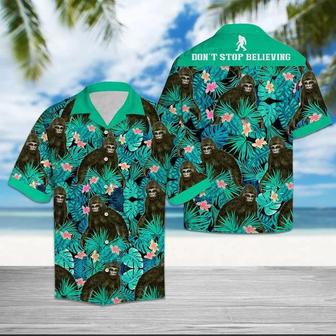 Cool Chimpanzee Mix Light Blue Leaves Hawaiian Shirt Summer Gifts | Newhawaiianshirts