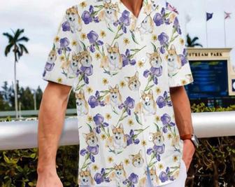 Corgi And Flowers Hawaiian Shirt, Beach Party Matching Shirt For Men/Women, Hawaiian Set Gift, Funny Hawaiian Shirt. Summer Gifts | Newhawaiianshirts CA