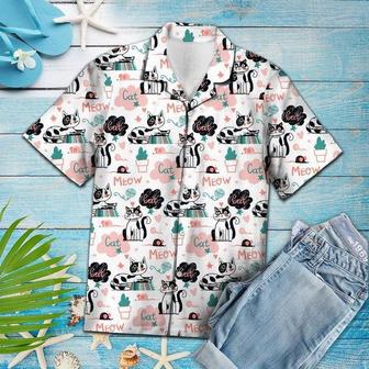 Cute Cat Say Meow Activities Of A Day Pattern Hawaiian Shirt Summer Gifts | Newhawaiianshirts UK