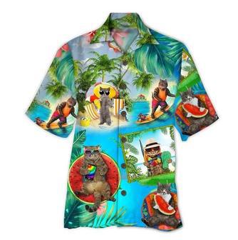 Cute Cats Wear Black Glasses On Beach Hawaiian Shirt Summer Gifts | Newhawaiianshirts UK