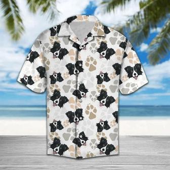 Cute Collie Face With Paw Pattern Hawaiian Shirt Summer Gifts | Newhawaiianshirts UK