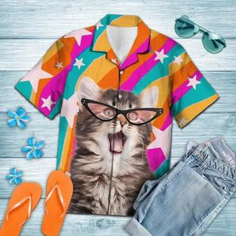 Cute Pink Glasses Cat Smile To The World Hawaiian Shirt, Gift For Cat Lovers Summer Gifts | Newhawaiianshirts CA