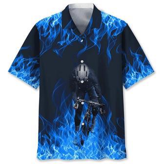 Cycling Blue Fire Hawaiian Shirt Summer Gifts | Newhawaiianshirts UK