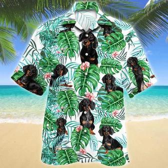 Dachshund Dog Tropical Plant White Theme Hawaiian Shirt Summer Gifts | Newhawaiianshirts