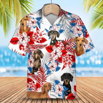 Dachshund Flower American Hawaiian Shirt, Summer Aloha Shirt, Men Hawaiian Shirt, Women Hawaiian Shirt Summer Gifts | Newhawaiianshirts CA